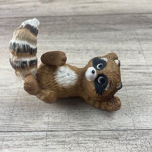 1984 Vintage Enesco Brown and White Raccoon Figurine Kathy Wise Collection